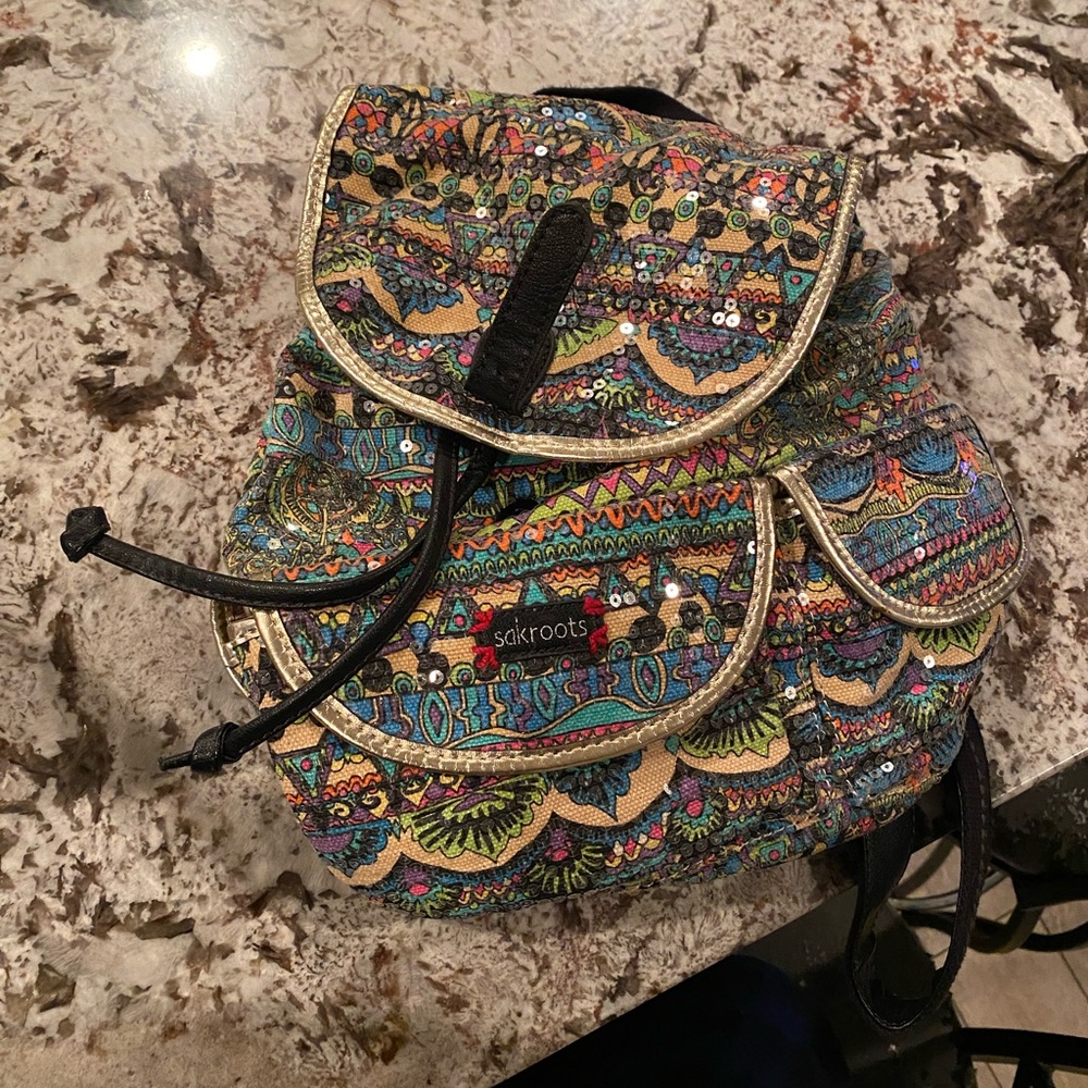 Sakroots - Circle Radiant Elephant Peace Flap Backpack Backpack/Shoulder Bag